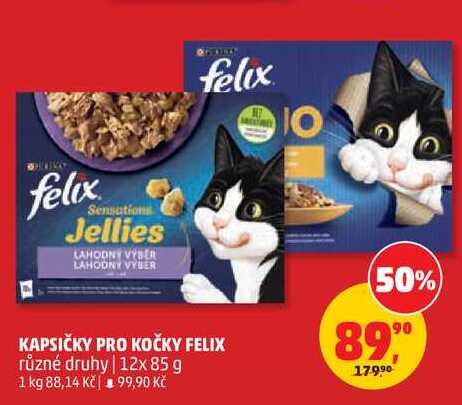 KAPSIČKY PRO KOČKY FELIX různé druhy, 12x 85 g