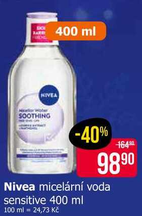 Nivea micelární voda sensitive 400 ml