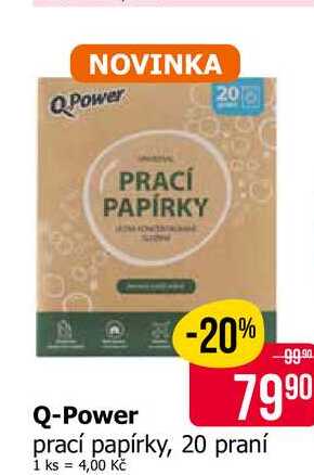 Q-Power prací papírky, 20 praní