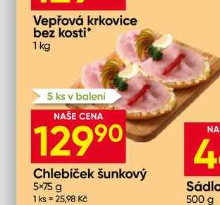 Chlebíček šunkový 5×75 g