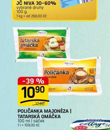 POLIČANKA MAJONÉZA | TATARSKÁ OMÁČKA 100 ml | sáček