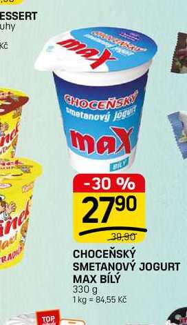 CHOCEŇSKÝ SMETANOVÝ JOGURT MAX BÍLÝ 330 g
