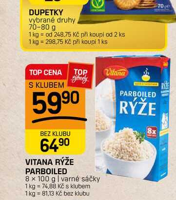 VITANA RÝŽE PARBOILED 8 x 100 g | varné sáčky  
