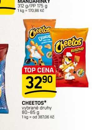 CHEETOS* vybrané druhy 80-85 g 