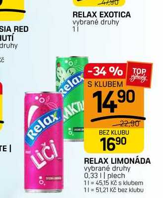 RELAX LIMONÁDA vybrané druhy 0,33 || plech