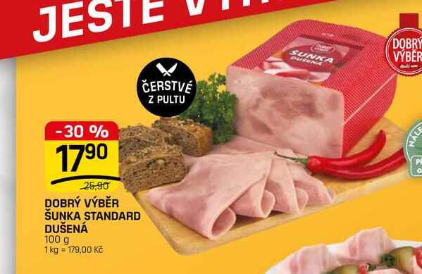 DOBRÝ VÝBĚR ŠUNKA STANDARD DUŠENÁ 100 g