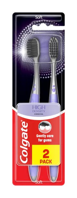 Colgate Zubní kartáček High Density Charcoal Soft 2 ks, různé druhy, 2 ks