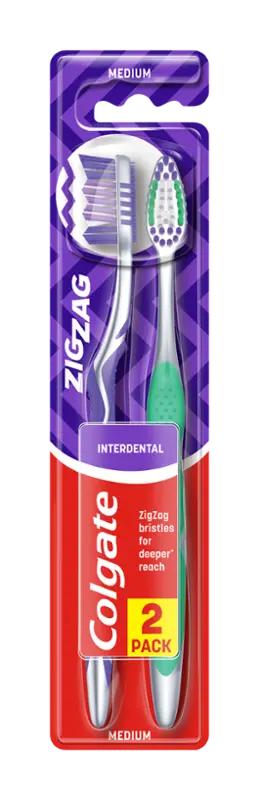 Colgate Zubní kartáček ZigZag Medium 2 ks, různé druhy, 2 ks