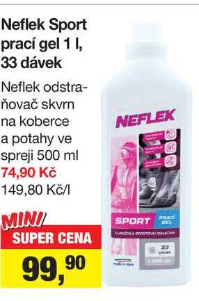 Neflek Sport prací gel 1 I, 33 dávek