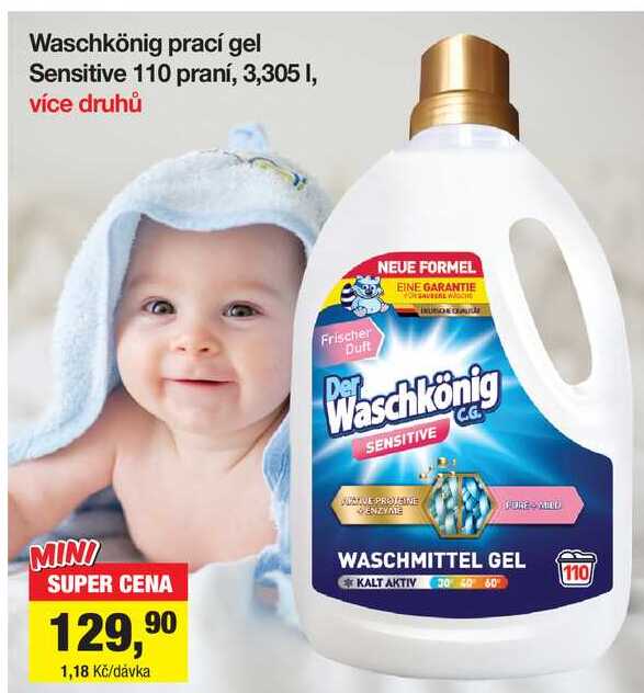 Waschkönig prací gel Sensitive 110 praní, 3,305 I