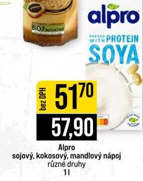 Alpro sojový, kokosový, mandlový nápoj různé druhy 1l