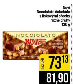 Novi Nocciolato čokoláda s lískovými ořechy různé druhy 130 g