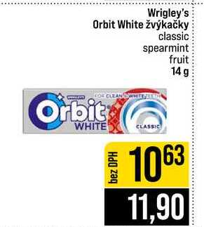 Wrigley's Orbit White žvýkačky classic spearmint fruit 14 g 