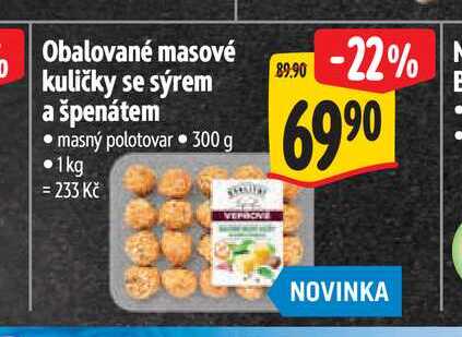 Obalované masové kuličky se sýrem a špenátem 300 g