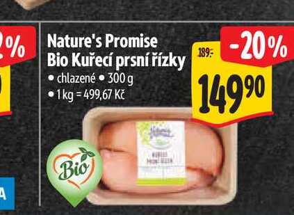 Nature's Promise Bio Kuřecí prsní řízky 300 g