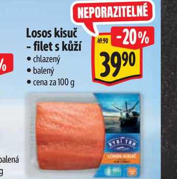 Losos kisuč - filet s kůží 100 g