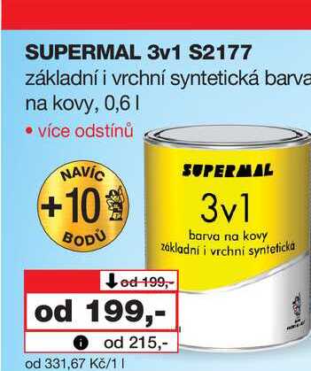 SUPERMAL 3v1 S2177 základní i vrchní syntetická barva na kovy, 0,6l