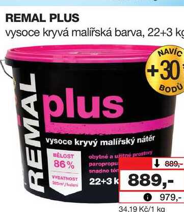 REMAL PLUS vysoce kryvá malířská barva, 22+3 kg