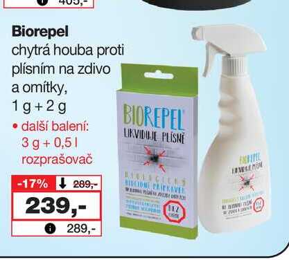 Biorepel chytrá houba proti plísním na zdivo a omítky, 1g+2g