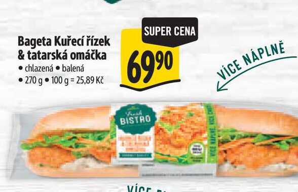 Bageta Kuřecí řízek & tatarská omáčka  270 g