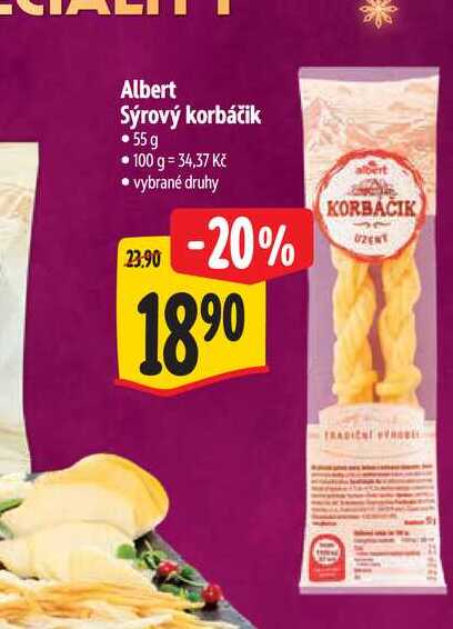 Albert Sýrový korbáčik 55 g
