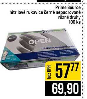 Prime Source nitrilové rukavice černé nepudrované různé druhy 100 ks 