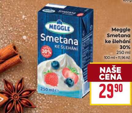Meggle Smetana ke šlehání 30% 250 ml