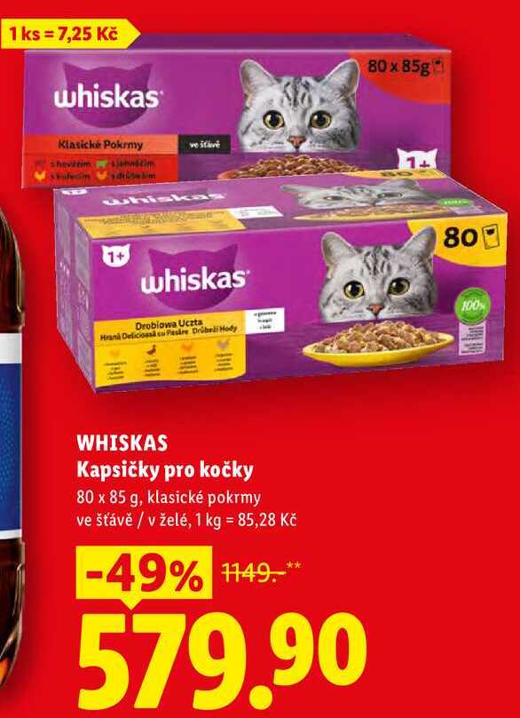 WHISKAS Kapsičky pro kočky, 80 x 85 g