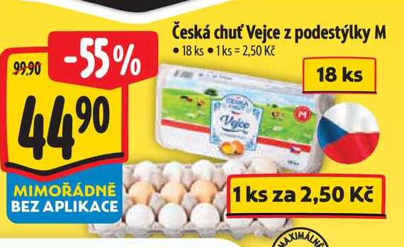 Česká chuť Vejce z podestýlky M, 18 ks •
