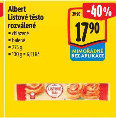 Albert Listové těsto rozválené, 275 g