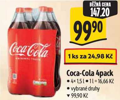 Coca-Cola 4pack, 4x 1,5 l