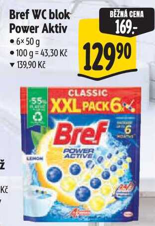 Bref WC blok Power Aktiv, 6x 50 g 