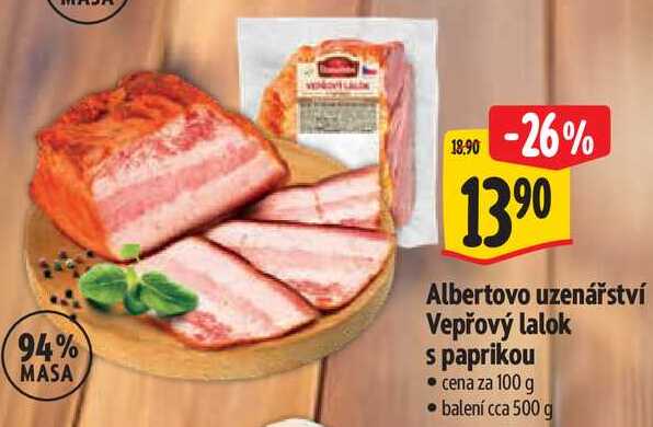 Albertovo uzenářství Vepřový lalok s paprikou, cena za 100 g