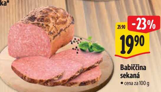 Babiččina sekaná, cena za 100 g