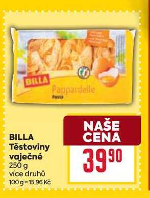 BILLA Těstoviny vaječné 250 g