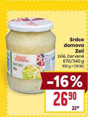 Srdce domova Zelí bilé, červené 670/340 g