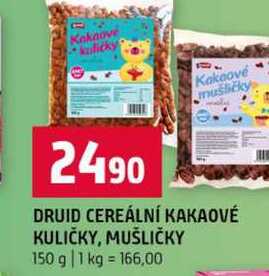 DRUID CEREÁLNÍ KAKAOVÉ KULIČKY, MUŠLIČKY 150 g