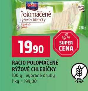 RACIO POLOMÁČENÉ RÝŽOVÉ CHLEBÍČKY 100 g vybrané druhy 