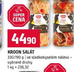 KROON SALÁT 330/190 g ve sladkokyselém nálevu vybrané druhy 