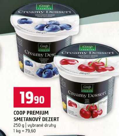 COOP PREMIUM SMETANOVÝ DEZERT 250 g vybrané druhy
