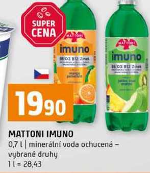 MATTONI IMUNO 0,7l minerální voda ochucená vybrané druhy