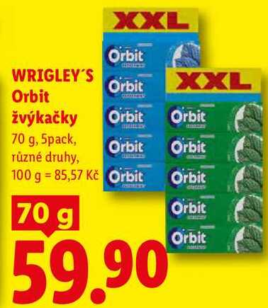 WRIGLEY'S Orbit žvýkačky, 70 g