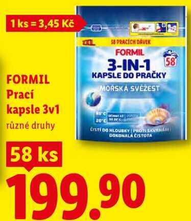 FORMIL Prací kapsle 3v1, 58 ks