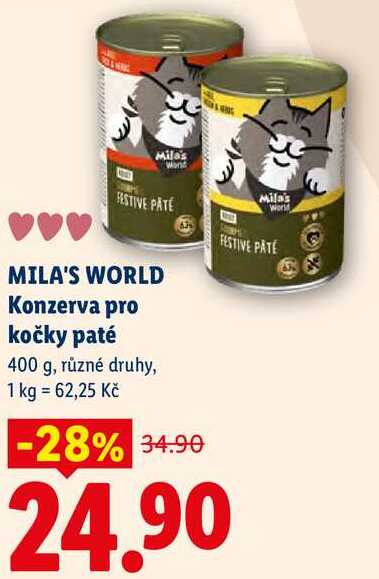 MILA'S WORLD Konzerva pro kočky paté, 400 g
