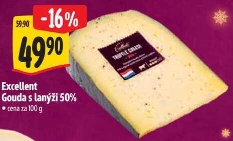 Excellent Gouda s lanýži 50%, cena za 100 g