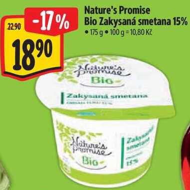 Nature's Promise Bio Zakysaná smetana 15%, 175 g
