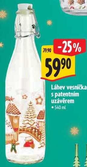 Láhev vesnička s patentním uzávěrem