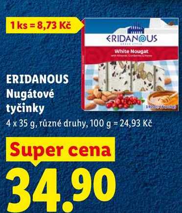 ERIDANOUS Nugátové tyčinky, 4x 35 g