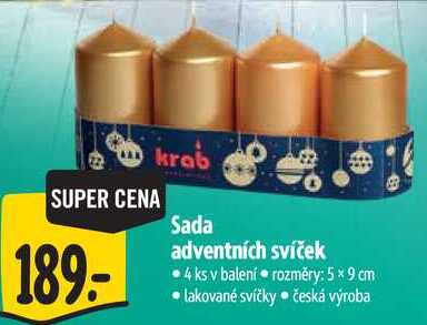 Sada adventních svíček, 4 ks