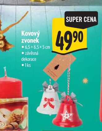 Kovový zvonek 6,5×6,5×5 cm